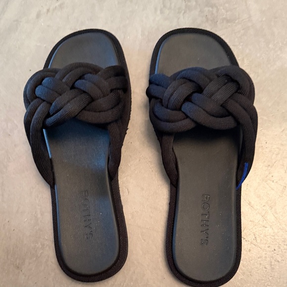 Rothy's Shoes - Rothy's Black Braided Knot Slide Sandals